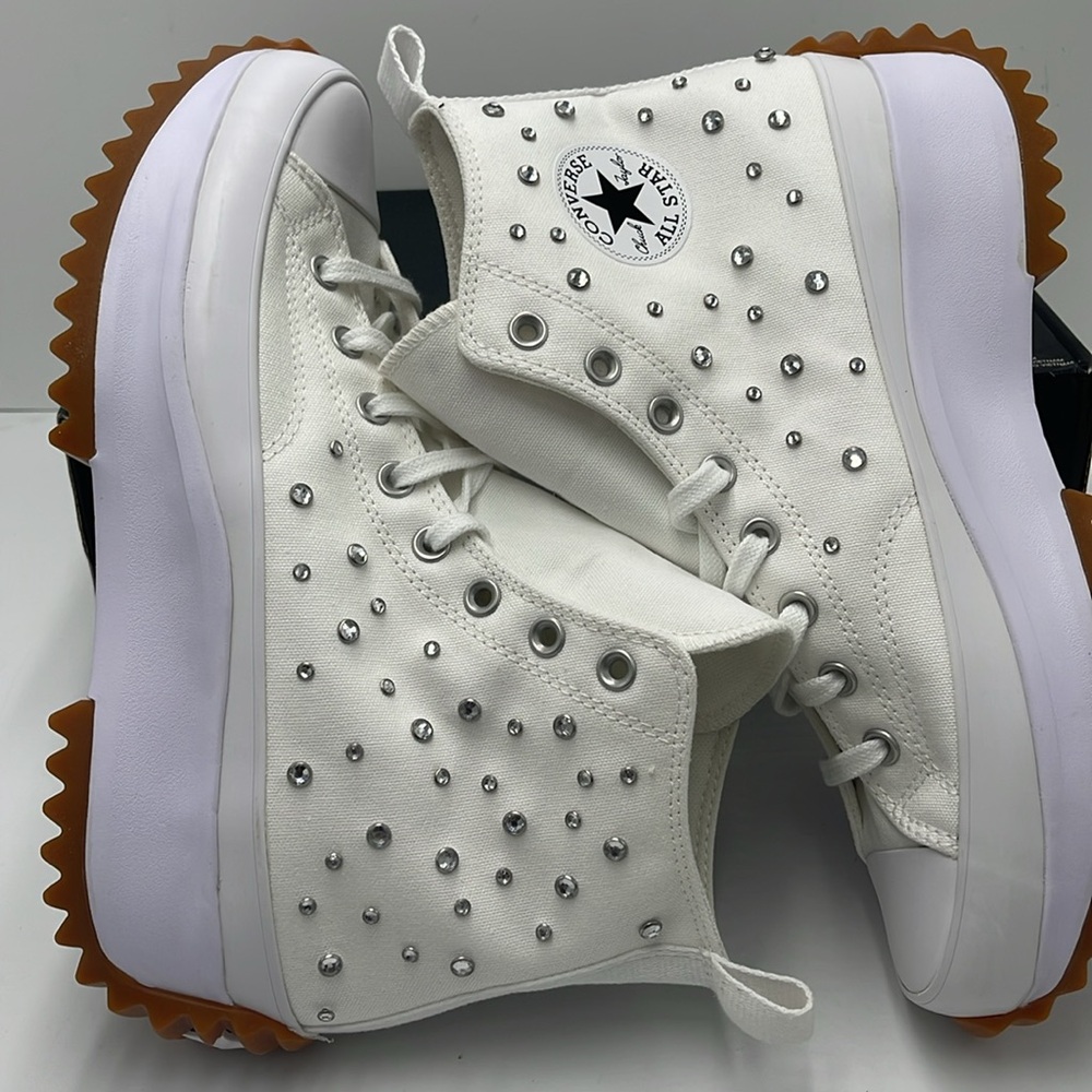 Converse Men’s High-Top Platform Sneakers A10289C RUN STAR HIKE HI WHITE/BLACK - Picture 11 of 16